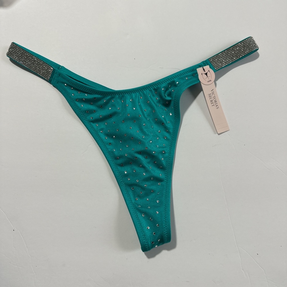 Victoria’s Secret Teal Rhinestone Thong Swimwear